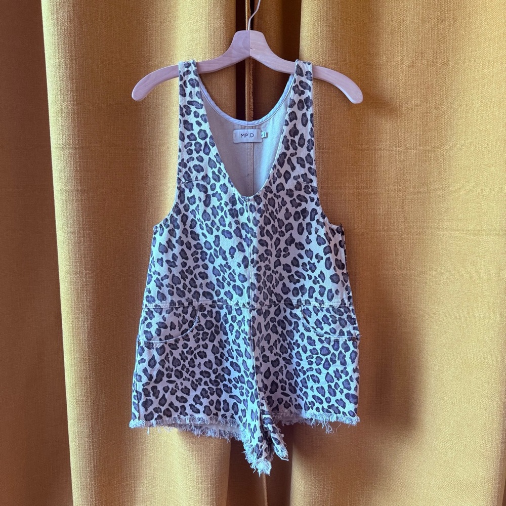 Leopard Print Denim Romper
